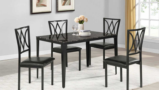 5 Piece Faux Marble Dining Set